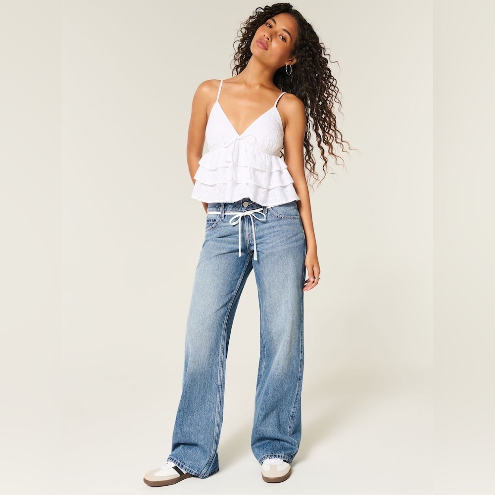 Wide Leg Light Blue Jeans - Casual Women's Denim